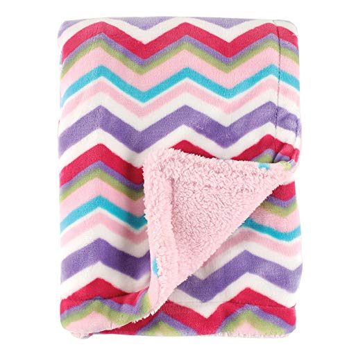 Hudson Baby Unisex Baby Plush Mink and Sherpa Blanket Pink, One Size