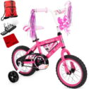 Huffy 22250 Disney Minnie Mouse Girls' Bike with Training Wheels 12-inch Bundle with Drawstring Bag for Daily Use, 16-in-1 Multi-Function...
