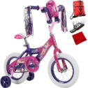 Huffy 22450 Disney Minnie Mouse Girls' Bike with Training Wheels 12-inch Bundle with Drawstring Bag for Daily Use, 16-in-1 Multi-Function...