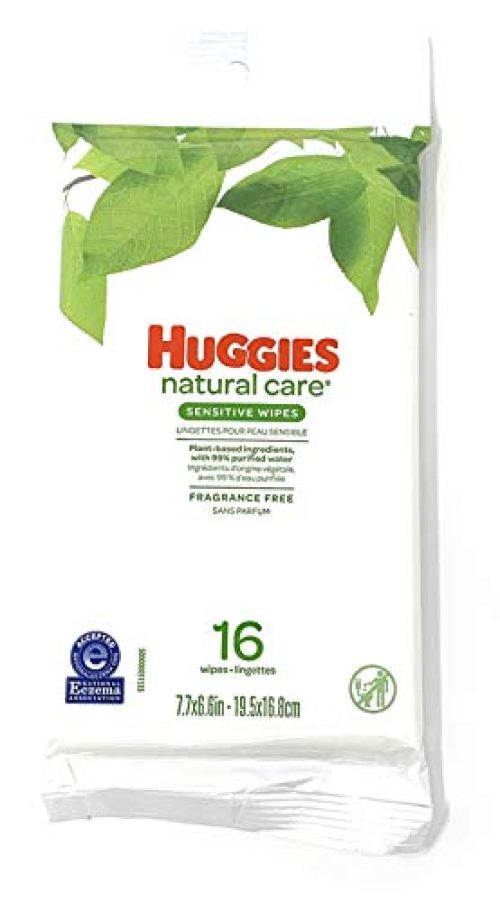 Huggies Bundle - 12 Pack of Natural Care Unscented Baby Travel Wipes 16ct. Each