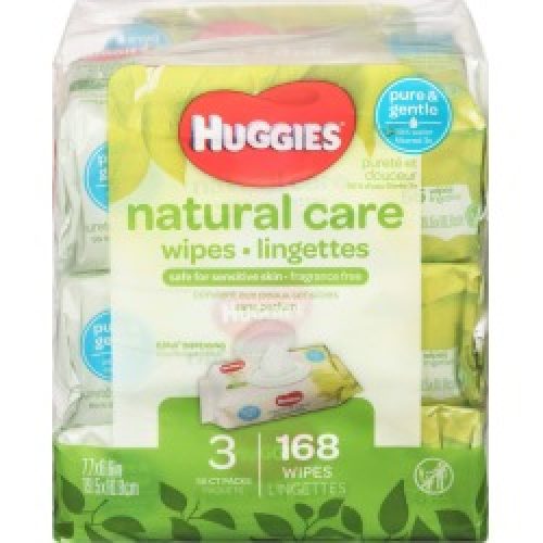 Huggies Natural Care Sensitive Baby Wipes, Unscented, 3 Flip-Top Packs 168.0 Wipes