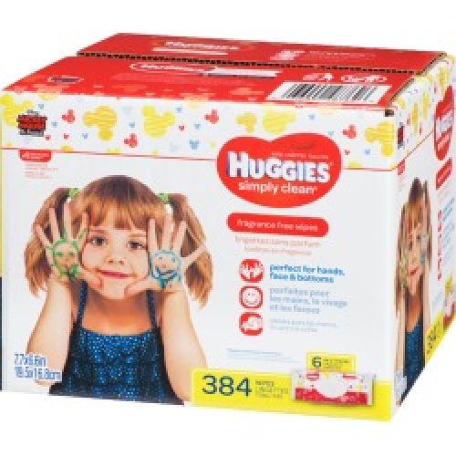 Huggies Simply Clean Unscented Baby Wipes, 6 Flip-Top Packs 384.0 Wipes