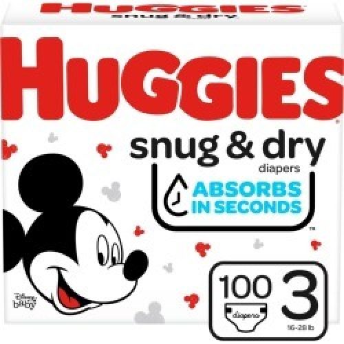 Huggies Snug & Dry Baby Diapers, Size 3 - 100 ct