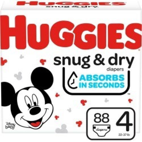 Huggies Snug & Dry Baby Diapers, Size 4 - 88 ct