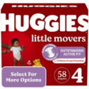 Huggies Little Movers Baby Diapers, Size 4 (22-37 lbs), 58 Ct (Select for More)