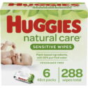 Huggies Natural Care Sensitive Baby Wipes, Unscented, 6 Flip-Top Packs, 48 Count (Pack of 6)