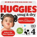 Huggies Snug & Dry Baby Diapers, Size 4 (22-37 lbs), 180 Ct (Select for More)