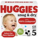 Huggies Snug & Dry Baby Diapers, Size 5 (27+ lbs), 68 Ct (Select for More)