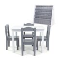 Humble Crew Gray Playroom in a Box, Kids Book Rack & 5pc Table and Chair Set, Gray/White