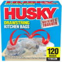 Husky 13 Gal Drawstring 120 Ct Clear Tall Kitchen Bag