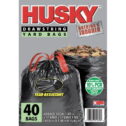 Husky Yard Drawstring Black Bags, 39 Gallon, 40 Bags (10% PCR)