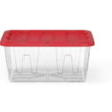 Hyper Tough 27 Gallon Clear Plastic Storage Bin, Red Lid, Storage for all ages