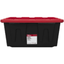 Hyper Tough 27 Gallon Snap Lid Plastic Storage Bin Container, Black with Red Lid