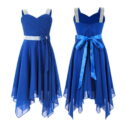 iiniim Kids Shiny Rhinestone Ball Gown Chiffon Wedding Flower Girls Dress Size 6-16 A Blue 8