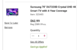 HUGE PRICE ERROR! – Samsung 70″ DU7200D Crystal UHD 4K Smart TV ONLY $62.99