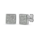 Imperial S925 Sterling Silver 1/4 Ct Diamond Square Shape Cluster Stud Earrings for Men