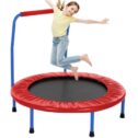 Indoor Trampoline, Toddler Trampoline with Safety Handlebar, 36'' Mini Trampoline for Children to Exercise & Play, Safe & Portable &...
