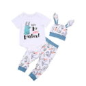 Inevnen My First Easter Baby Girl Boy Outfits 3PCS Infant Romper Bunny Pants Hat Clothes Set