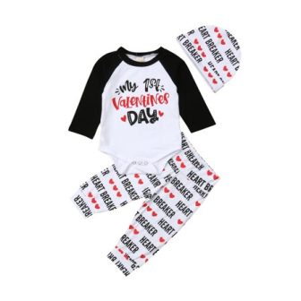 Infant Baby Valentine's Day Outfit Kid Boy Girl Fall Long Sleeve Heart...