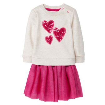 Infant Girls My Valentines Day Outfit Pink Sequin Heart Sweatshirt & Tutu...