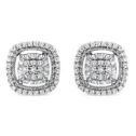 Infinite Jewels White .925 Sterling Silver 0.25 CTTW Prong Set Round-Cut Diamond Cluster in Square Frame Stud Earring, I-J Color...