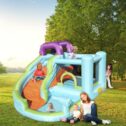 Inflatable Water Slide Bounce House, 6 in 1 Kids Jumping Castle Water Park w/Splash Pool, Waterslides, Climbing, Water Cannon, Blow...