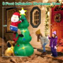 Inflatable decoration Christmas tree, Santa Claus being pursued by an inflatable weiner dog for outdoor decoration, LED decoration for vacation...