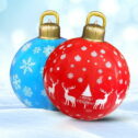 Inflatable Light Up Ball Christmas Decorations Inflatable Ball Ornament for Outdoor Yard Patio Giant Balloon Snow Globe,1pc A01