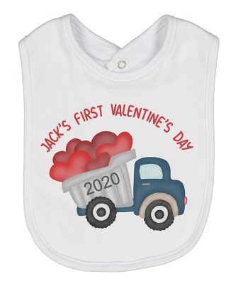 Initial Request Boys' Bibs White - White & Blue 'First Valentine's Day'...