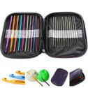 INTBUYING 1 Set 22pcs Colorful Aluminum Crochet Hooks Needles Knit Weave Craft Yarn Tools