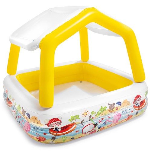 Intex - Inflatable Ocean Scene Sun Shade Kids Swimming Pool With Canopy