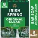 Irish Spring Bar Soap for Men, Original Clean Mens Bar Soap, 8 Pack, 3.7 Oz Soap Bars