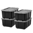 IRIS USA 27Gal/108Qt 4 Pack Large All-Weather Heavy-Duty Stackable Storage Plastic Bin Tote Container with Quick Snap Lid, (30