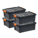 IRIS USA 47 Quart Heavy Duty Plastic Storage Box, Black, 4 Pack