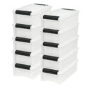 IRIS USA 5 Quart Stackable Plastic Storage Bins with Lids and Latching Buckles, 10 Pack - Pearl, Containers with Lids...