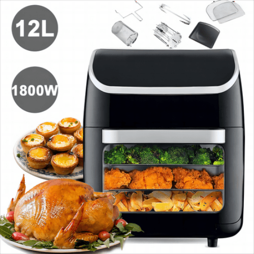 Jacgood 12L 1800W Air Fryer Oven, 10-in-1 Family-Sized Oven, Digital Air Fryer Oil Free Low Fat Healthy Cooker With Touch...