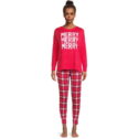 Jaclyn Women's Holiday Long Sleeve T-Shirt and Joggers Pajama Set, 2-Piece, Sizes S-3X