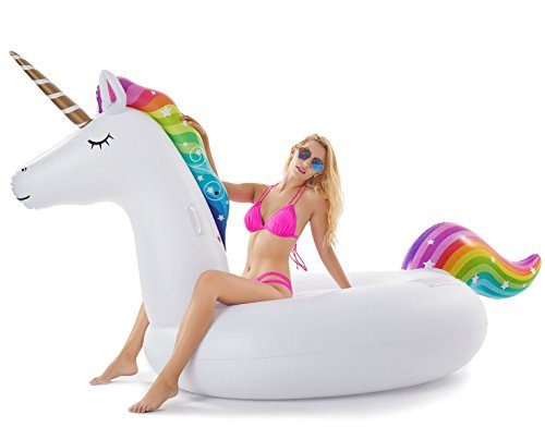 Jasonwell Giant Inflatable Unicorn Pool Float Floatie Ride On with Fast Valves Large Rideable Blow Up Summer Beach Swimming Pool...
