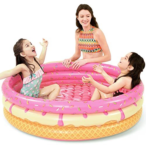 Jasonwell Inflatable Baby Kiddie Pool - Donuts Kids Paddling Pool Toddler Baby Swimming Pool Blow Up Ball Pit Pool Blow...