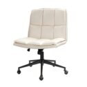 JAYDEN CREATION Iris Modern Ivory Vegan Leather Polyurethane Adjustable Height Task Chair