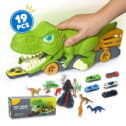 JEEXI Swallowing Cars Dinosaur Truck - 19 PCS Set, Carrier Toys for 3 4 5 6 7 Year Old Boys,...