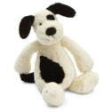 Jellycat Bashful Black and Cream Puppy Stuffed Animal, Small, 7 inches