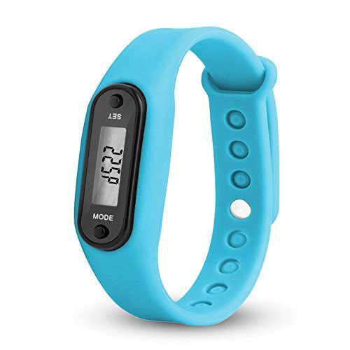 Jesaisque Run Step Watch Bracelet Pedometer Calorie Counter Digital LCD Walking Distance (Blue, 4.5 x 3.4 x 2.2cm)