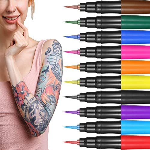 Jim&Gloria Temporary Tattoo Pens Fake Tattoos Kit Removable Tattoo Markers For Men Women Sleeves Easter Basket Stuffers Gifts For Teenage...
