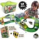 JITTERYGIT Dinosaur Train Track Toy | Jurassic Escape World | Build An Adventure Park | Fun Race Car Set |...