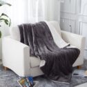 JML Bedding Sherpa Fleece Throw Blanket,Grey Warm Reversible Plush Fleece Bed Blanket