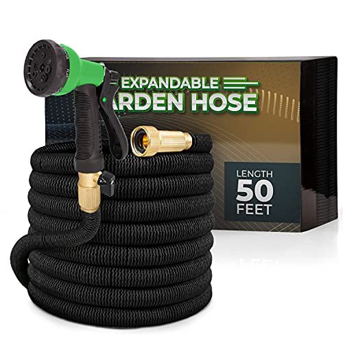 Joeys Garden Expandable Garden Hose with 8 Function Hose Nozzle, Lightweight Anti-Kink Flexible Garden Hoses, Extra Strength Fabric with Double...