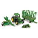 John Deere 1:64 Scale 6210R Tractor with 338 Square Baler, Bale Wagon & Bales