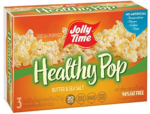 Jolly Time Healthy Pop Butter 94% Fat Free Weight Watchers Microwave Popcorn, 3-Count Boxes (Pack of 12)