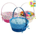 JOYIN 3 Pcs Easter Bamboo Basket with Polka Dots Liner for Adults and Teens, Woven Easter Eggs Candy Wicker Basket...